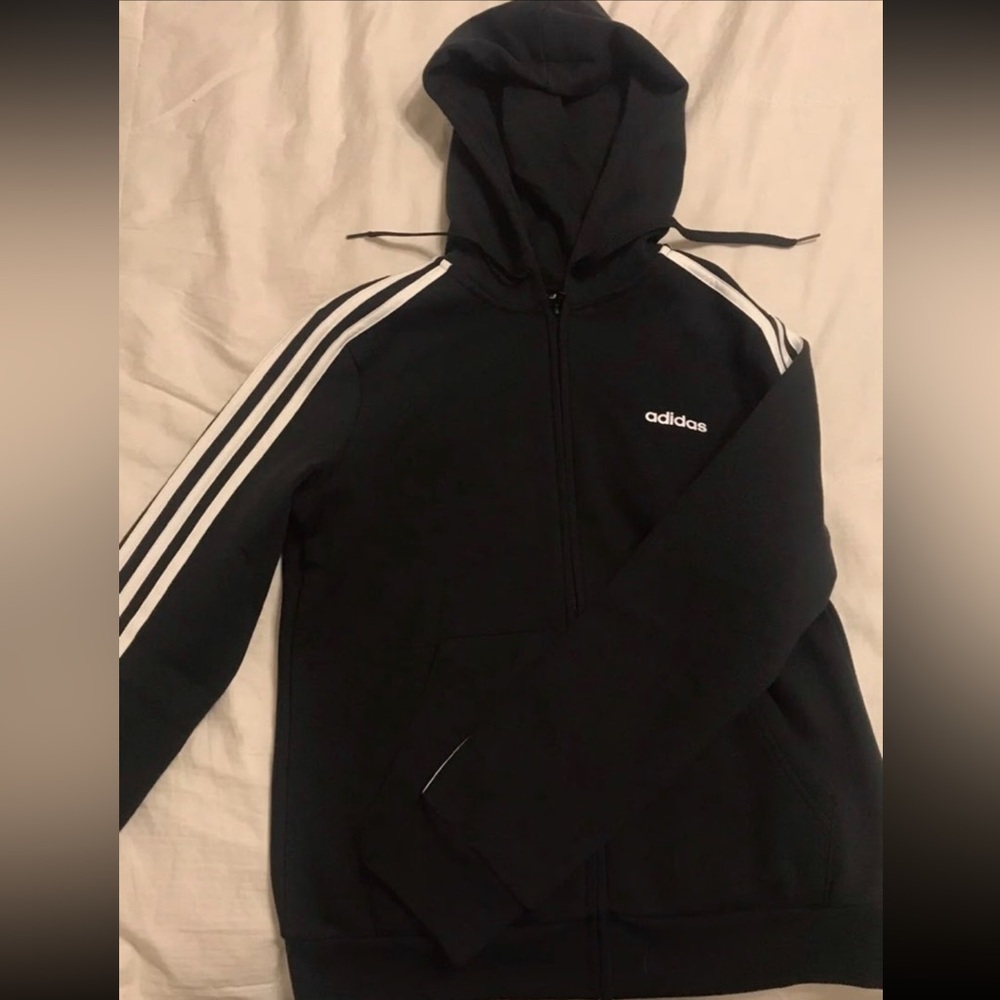 Adidas Black Jacket with White Stripes